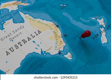 A Pin On Tasman Sea In The World Map