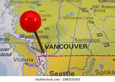 Pin in Vancouver on map - Canada