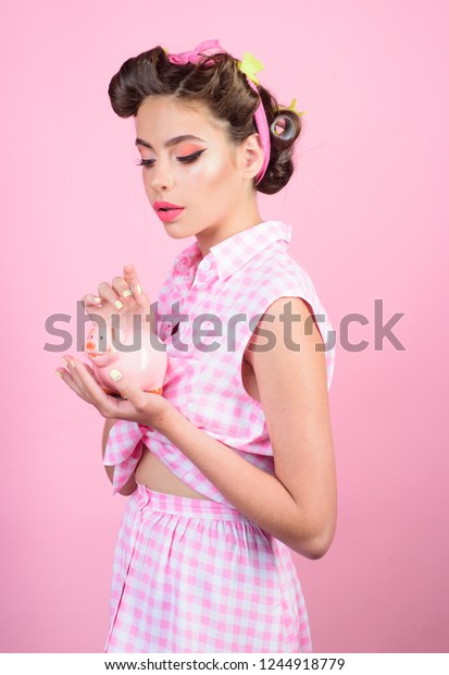 Pin Woman Trendy Makeup Pinup Girl Stock Photo Edit Now 1244918779