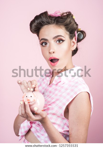 Pin Woman Trendy Makeup Retro Woman Stock Photo Edit Now 1257355531