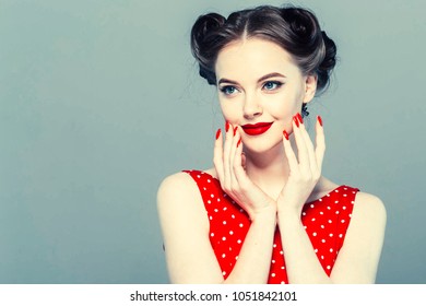 Pin Woman Vintage Beautiful Girl Pinup Stock Photo 1051842101 ...