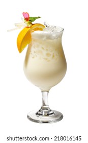 Pina Colada - Cocktail with Cream, Pineapple Juice and Rum. Isolated on White Background