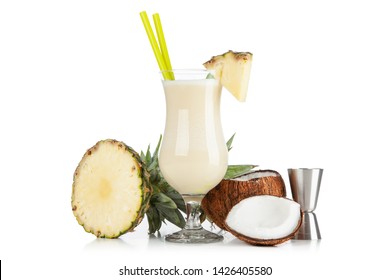 Pina Colada Cocktail isolated on white background