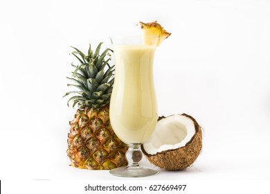 Pina colada cocktail isolated on white background
