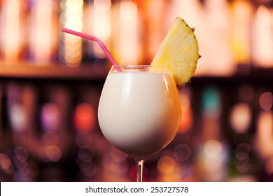 Pina Colada cocktail on a bar
