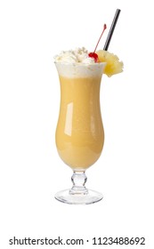 Pina Colada Cocktail On White Background