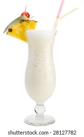 Pina Colada Cocktail On A White Background