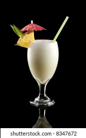 Pina Colada Isolated On A Black Background.