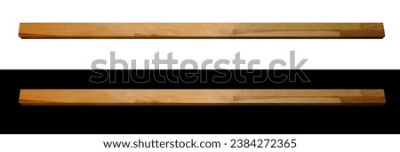 Pine boards glued into the beam horizontal on isolated white and black background