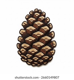 Pine Cone Embroidered Patch on white background