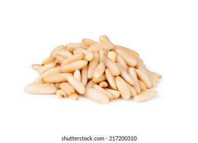 Pine nuts  on a white background