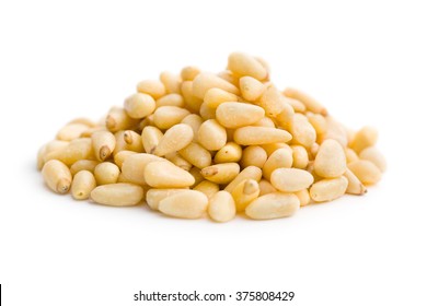 pine nuts on white background