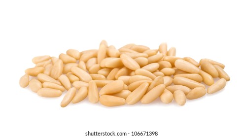 pine nuts stack isolated on white