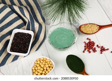 Pine Powder Mixed With Grains Bright Background