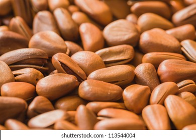 Pine Tree Seed, Roasted, With Shell Stacked In The Market Place