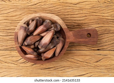 Pine Tree Seed, Typical Brazilian June Festival Food Over Wooden Table.