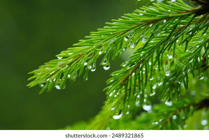 Pine Tree with Water Droplets - Powered by Shutterstock