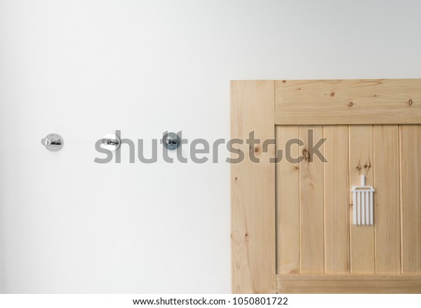Pine Wood Door Hooks Composition Interior Stock Photo Edit Now