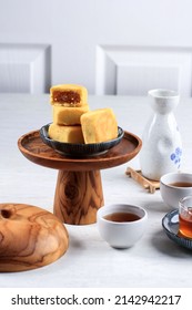 Pineapple cake is a sweet traditional Taiwanese pastry containing butter, flour, egg, sugar, and pineapple jam. Copy Space