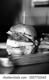 Pineapple Cheese Burger With Fries Cole Slaw And A Pickle