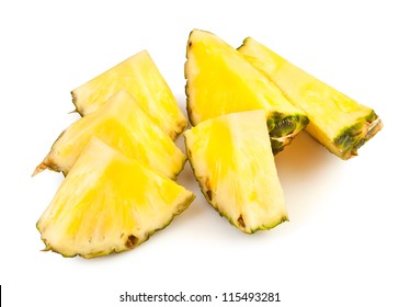 Pineapple Chunks On White Background