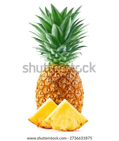 Pineapple. Pineapple with clipping path isolated on a white background. Fresh organic pineapple.
