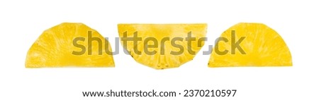 Pineapple Cuts Isolated, Raw Ananas Pieces, Comosus Tropical Fruit Chunks, Ripe Pine Apple Slices of Pulp, Pineapple Fruit on White Background