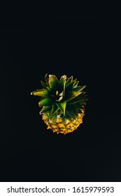 Pineapple fruit on black background