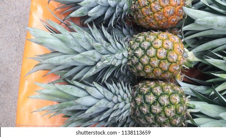Pineapple fruit texture background. Fresh  pineapple at the  market in Malaysia.