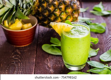 Pineapple Green Smoothie With Spinach, Horizontal Wallpaper