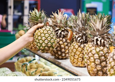 Pineapple in the hands of the buyer in store - Powered by Shutterstock