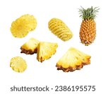 Pineapple isolated in white background, no shadow with clipping path, healthy fruits, food and beverage