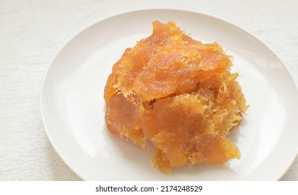 Pineapple Jam On White Plate.