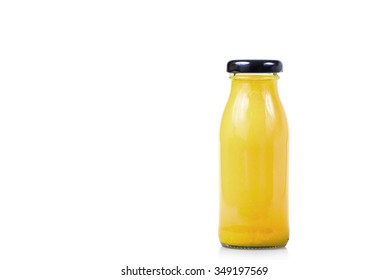 Pineapple Juice In Bottle Isolated On White Background 