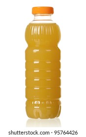 Pineapple Juice In Plastic Bottle On White Background