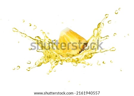Pineapple juice splash isolated on white background.