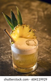 Pineapple Mango Tropical Rum Fruity Cocktail Drink In Bar