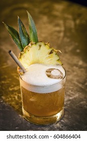 Pineapple Mango Tropical Rum Fruity Cocktail Drink In Bar