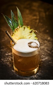 Pineapple Mango Tropical Rum Fruity Cocktail Drink In Bar