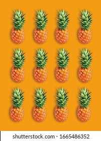 Pineapple on an orange background