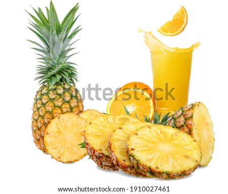 
Pineapple and orange with white background