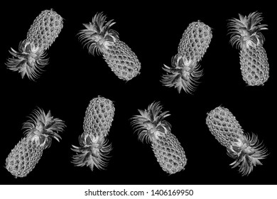 Pineapple pattern isolated on a back background 