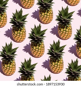 Pineapple Pattern On Pink Background