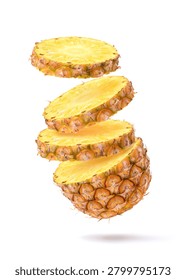 Pineapple slice isolated on white background.