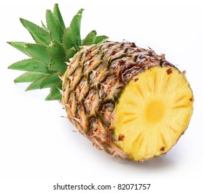 Pineapple slice isolated on a white background.