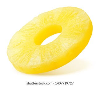 Pineapple Slice, Ring, Isolated On White Background, Clipping Path, Full Depth Of Field