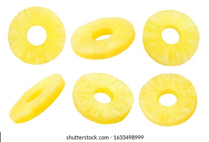 Pineapple Slice, Ring, Isolated On White Background, Clipping Path, Full Depth Of Field