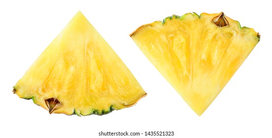 Pineapple Slice Top View. Pineapple Isolated On White. Pineapples With Clipping Path.