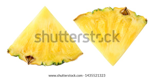 パイナップルのスライスの上面図 白い背景にパイナップル 切り取り線とパイナップル の写真素材 今すぐ編集
