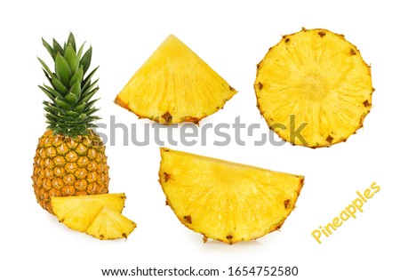 Pineapple slices isolated white background